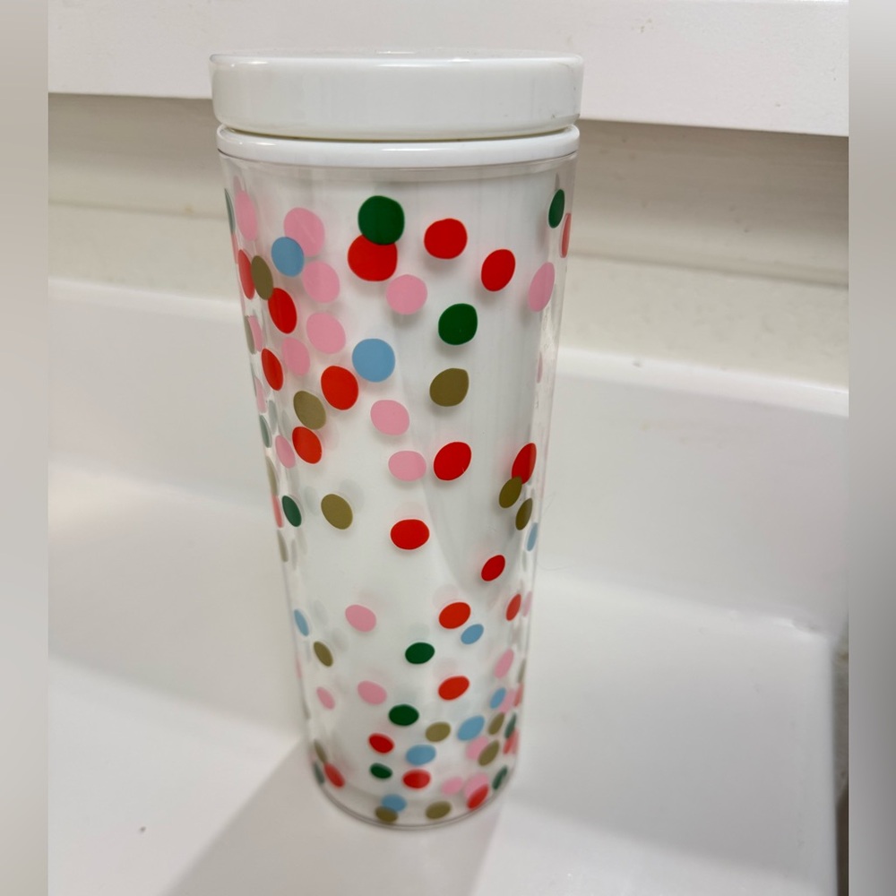 New Kate Spade New York holiday confetti dot plastic tumbler cup